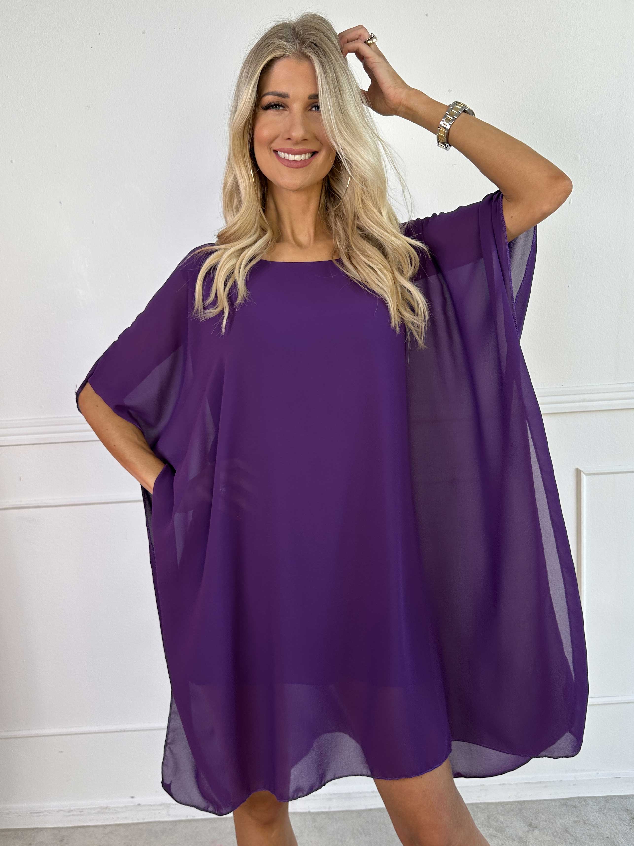 Mirabella Plain - Tunikakjole med chiffonlag og underkjole i viskose